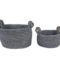 Grayson Lane Eclectic Storage Basket in Grey Polyester - Set of 2 -GRAYSON LANE shop 330858810 AlternateImage6 l