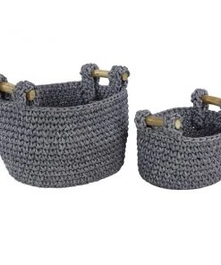 Grayson Lane Eclectic Storage Basket in Grey Polyester - Set of 2
