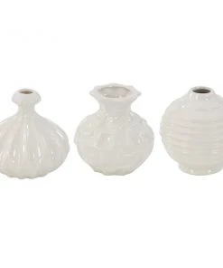 Grayson Lane 6-in x 6-in Modern Vase in White Stoneware - Set of 3