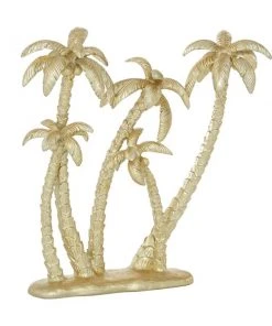 Grayson Lane 16-in x 15-in Coastal Palm Tree Sculpture Gold Polyresin