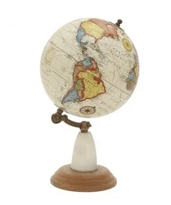 Grayson Lane 14-in x 8-in Contemporary Globe Mango Wood and Marble
