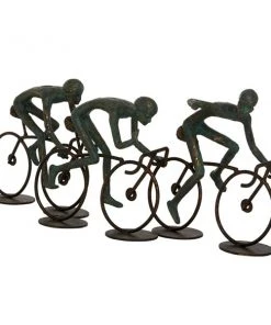 Grayson Lane 8-in x 20-in Sculpture Bronze Polystone Cyclists