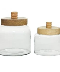 Grayson Lane Farmhouse Canisters Clear Glass - Set of 2