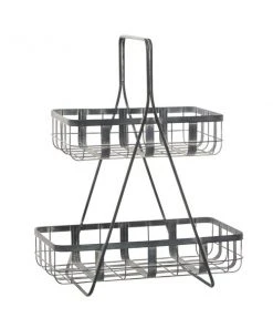 Grayson Lane 23-in x 18-in Farmhouse Storage Basket Grey Metal