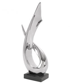 Grayson Lane 17-in x 8-in Modern Sculpture Silver Porcelain Abstract