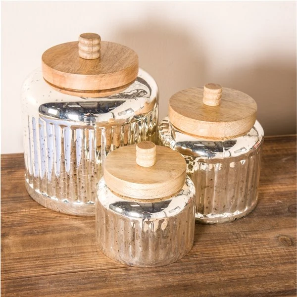Grayson Lane Farmhouse Decorative Jar in Silver Glass - Set of 3 2 Grayson Lane Farmhouse Decorative Jar in Silver Glass - Set of 3 - Image 2