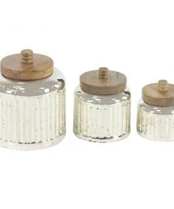 Grayson Lane Farmhouse Decorative Jar in Silver Glass - Set of 3
