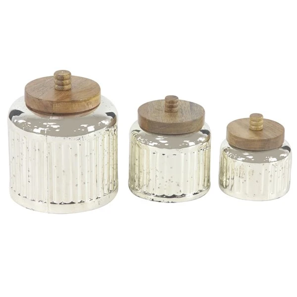 Grayson Lane Farmhouse Decorative Jar in Silver Glass - Set of 3 1 Grayson Lane Farmhouse Decorative Jar in Silver Glass - Set of 3