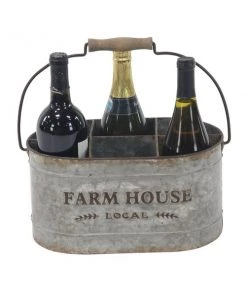 Grayson Lane 6-Bottle Grey Metal Wine Rack