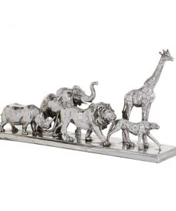 Grayson Lane 13-in x 27-in Sculpture Silver Polystone Safari Animal