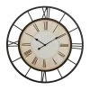 Grayson Lane Black and Beige Analogue Round Wall Standard Clock