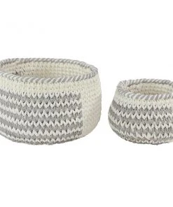 Grayson Lane Bohemian Storage Basket - Grey Polyester - Set of 2