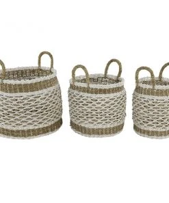 Grayson Lane Vintage Storage Basket Brown Plastic - Set of 3
