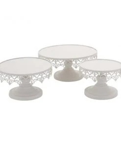 Grayson Lane White Vintage Cake Stand Metal - Set of 3