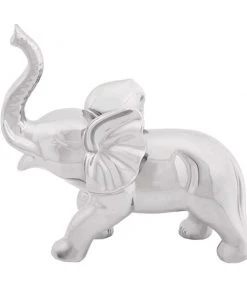 Grayson Lane 12-in x 12-in Eclectic Sculpture Silver Porcelain Elephant