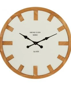 Grayson Lane White/Brown Analogue Round Wall Standard Clock