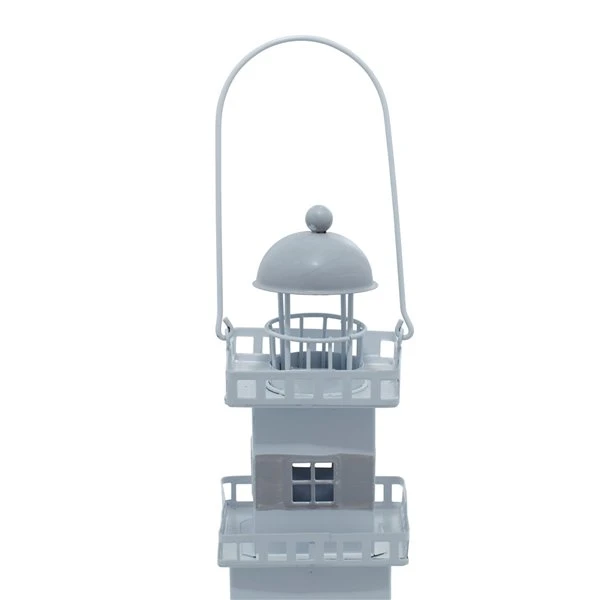 Grayson Lane 1 Candle Metal Lantern Coastal Candle Holder - Grey 4 Grayson Lane 1 Candle Metal Lantern Coastal Candle Holder - Grey - Image 4