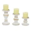Grayson Lane 1 Candle White Wood Pillar Farmhouse Candle Holder - Set of 3