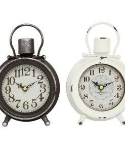 Grayson Lane Black and White Analogue Round Tabletop Standard Clock - Set of 2