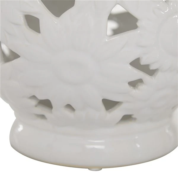 Grayson Lane 1 Candle White Ceramic Lantern Contemporary Candle Holder 4 Grayson Lane 1 Candle White Ceramic Lantern Contemporary Candle Holder - Image 4