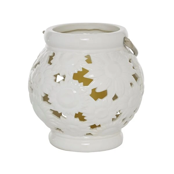 Grayson Lane 1 Candle White Ceramic Lantern Contemporary Candle Holder 1 Grayson Lane 1 Candle White Ceramic Lantern Contemporary Candle Holder