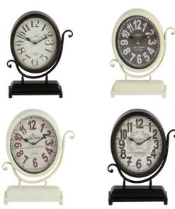 Grayson Lane White and Black Analogue Round Tabletop Standard Clock - Set of 4