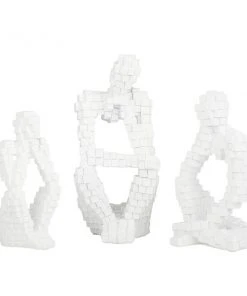 Grayson Lane 13-in x 6-in Contemporary Sculptures White Polystone - Set of 3