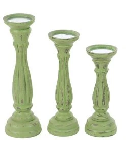 Grayson Lane 3 Candle Green Wood Pillar Traditional Candle Holder - Set of 3 -GRAYSON LANE shop 330858895 AlternateImage5 l