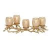 Grayson Lane 5 Candle Gold Metal Hurricane Coastal Candle Holder