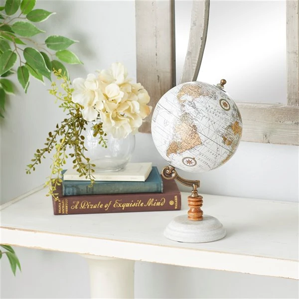 Grayson Lane 11-in x 6-in Contemporary Globe White Marble and Metal 2 Grayson Lane 11-in x 6-in Contemporary Globe White Marble and Metal - Image 2