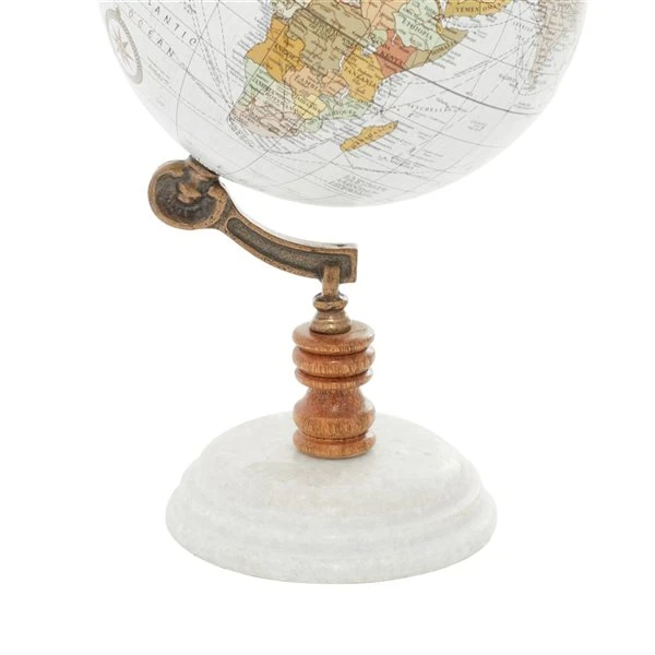 Grayson Lane 11-in x 6-in Contemporary Globe White Marble and Metal 3 Grayson Lane 11-in x 6-in Contemporary Globe White Marble and Metal - Image 3