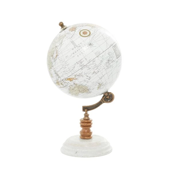Grayson Lane 11-in x 6-in Contemporary Globe White Marble and Metal 4 Grayson Lane 11-in x 6-in Contemporary Globe White Marble and Metal - Image 4