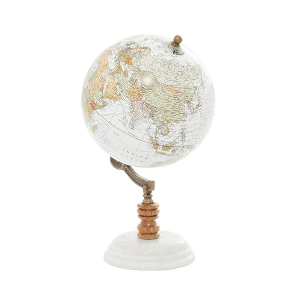 Grayson Lane 11-in x 6-in Contemporary Globe White Marble and Metal 5 Grayson Lane 11-in x 6-in Contemporary Globe White Marble and Metal - Image 5