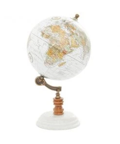 Grayson Lane 11-in x 6-in Contemporary Globe White Marble and Metal
