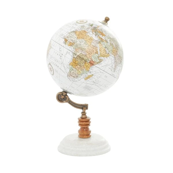 Grayson Lane 11-in x 6-in Contemporary Globe White Marble and Metal 1 Grayson Lane 11-in x 6-in Contemporary Globe White Marble and Metal
