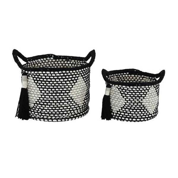 Grayson Lane Traditional Storage Basket Black Polyester - Set of 2 5 Grayson Lane Traditional Storage Basket Black Polyester - Set of 2 - Image 5
