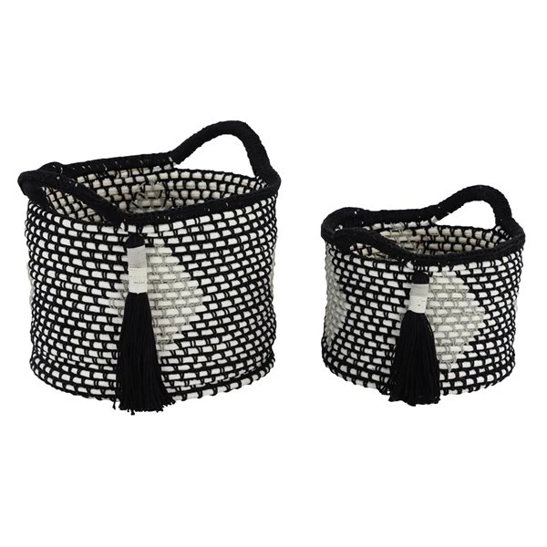 Grayson Lane Traditional Storage Basket Black Polyester - Set of 2 1 Grayson Lane Traditional Storage Basket Black Polyester - Set of 2