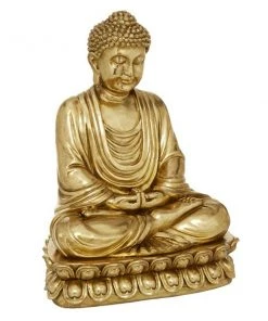 Grayson Lane 16-in x 12-in Glam Sculpture Gold Polystone Buddha