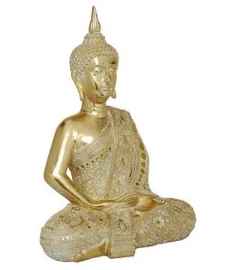 Grayson Lane 20-in x 14-in Glam Sculpture Gold Polystone Buddha