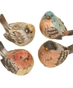 Grayson Lane 9-in x 6-in Multicoloured Bird Rustic Sculpture Polystone - Set of 4