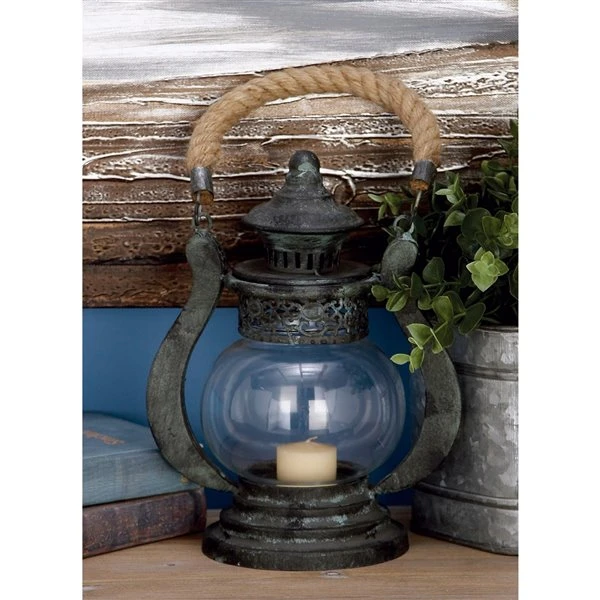 Grayson Lane 1 Candle Black Metal Lantern Rustic Candle Holder 2 Grayson Lane 1 Candle Black Metal Lantern Rustic Candle Holder - Image 2