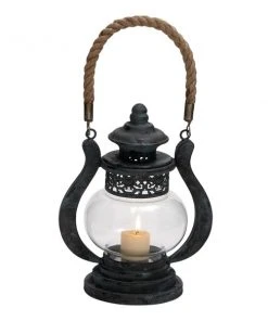 Grayson Lane 1 Candle Black Metal Lantern Rustic Candle Holder