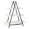 Grayson Lane 23-in x 20-in Contemporary White Marble and Ion 3 Tier Tray Stand