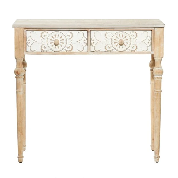 Grayson Lane 33-in x 36-in Wood Farmhouse Console Table - Brown 5 Grayson Lane 33-in x 36-in Wood Farmhouse Console Table - Brown - Image 5