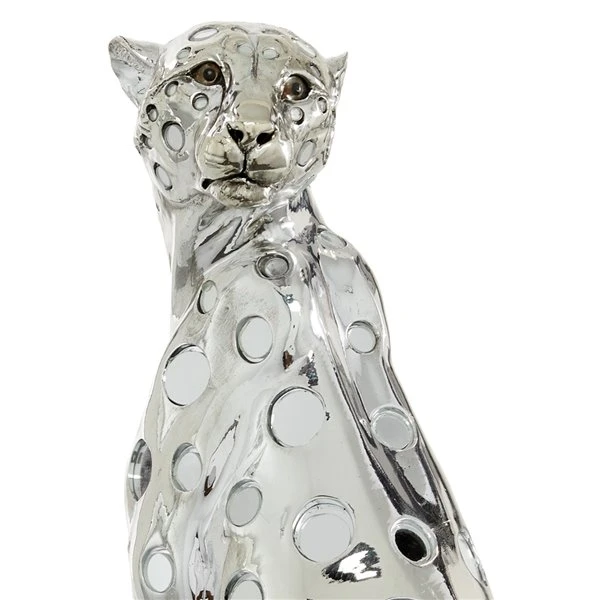 Grayson Lane 16-in x 7-in Glam Sculpture Silver Polystone Leopard 3 Grayson Lane 16-in x 7-in Glam Sculpture Silver Polystone Leopard - Image 3