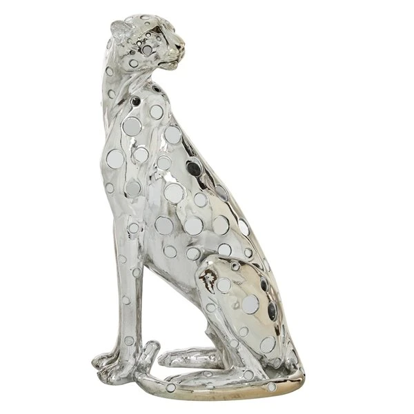 Grayson Lane 16-in x 7-in Glam Sculpture Silver Polystone Leopard 4 Grayson Lane 16-in x 7-in Glam Sculpture Silver Polystone Leopard - Image 4