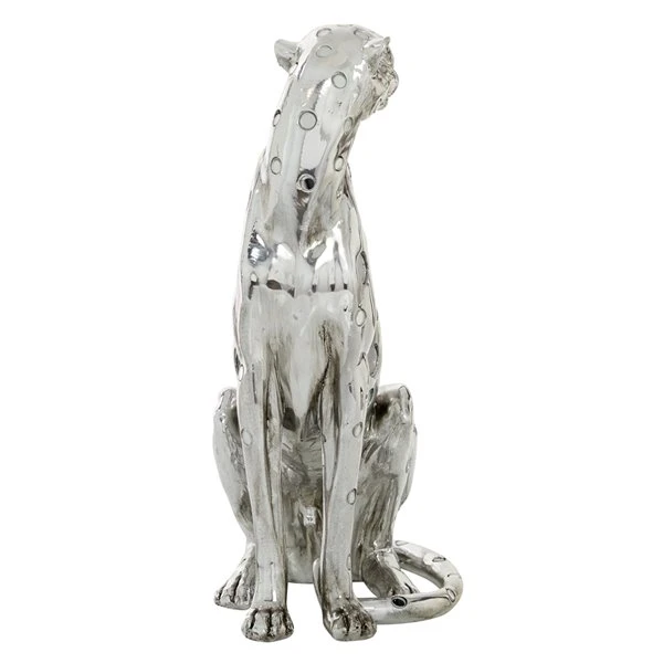 Grayson Lane 16-in x 7-in Glam Sculpture Silver Polystone Leopard 5 Grayson Lane 16-in x 7-in Glam Sculpture Silver Polystone Leopard - Image 5