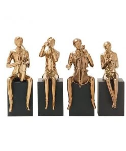 Grayson Lane 5-in x 13-in Copper Modern Musician Sculpture Porcelain - Set of 4