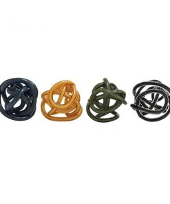 Grayson Lane 5-in x 5-in Multicoloured Contemporary Abstract Sculpture Glass - Set of 4