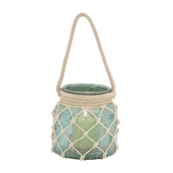 Grayson Lane 1 Candle Glass Lantern Coastal Candle Holder (Aquamarine) 5 Grayson Lane 1 Candle Glass Lantern Coastal Candle Holder (Aquamarine) - Image 5